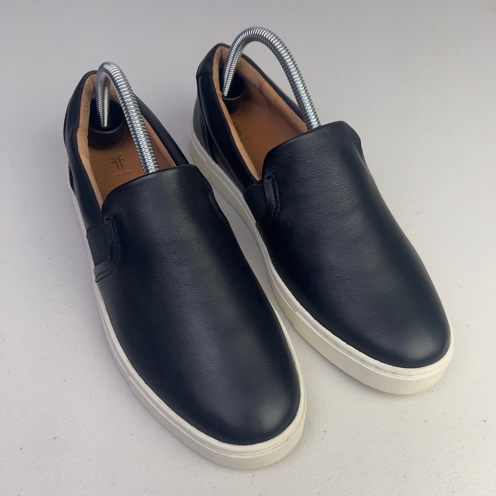 Frye Ivy Slip Sneakers Womens 9.5 Black New Leather Low Top 3471194-BLK